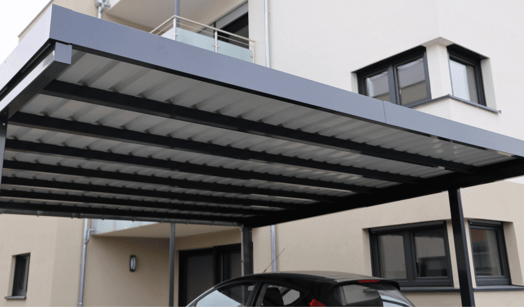 carport black and steel roof